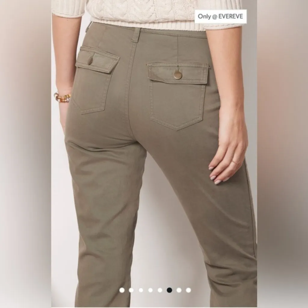 Evereve Payton Utility Ankle Slit Pant in Olive Green Size 28 - Image 3