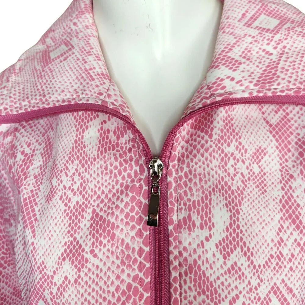 Dennis By Dennis Basso Pink Snakeskin Full Zip Rainjacket Long Sleeve Small NWT - Image 5