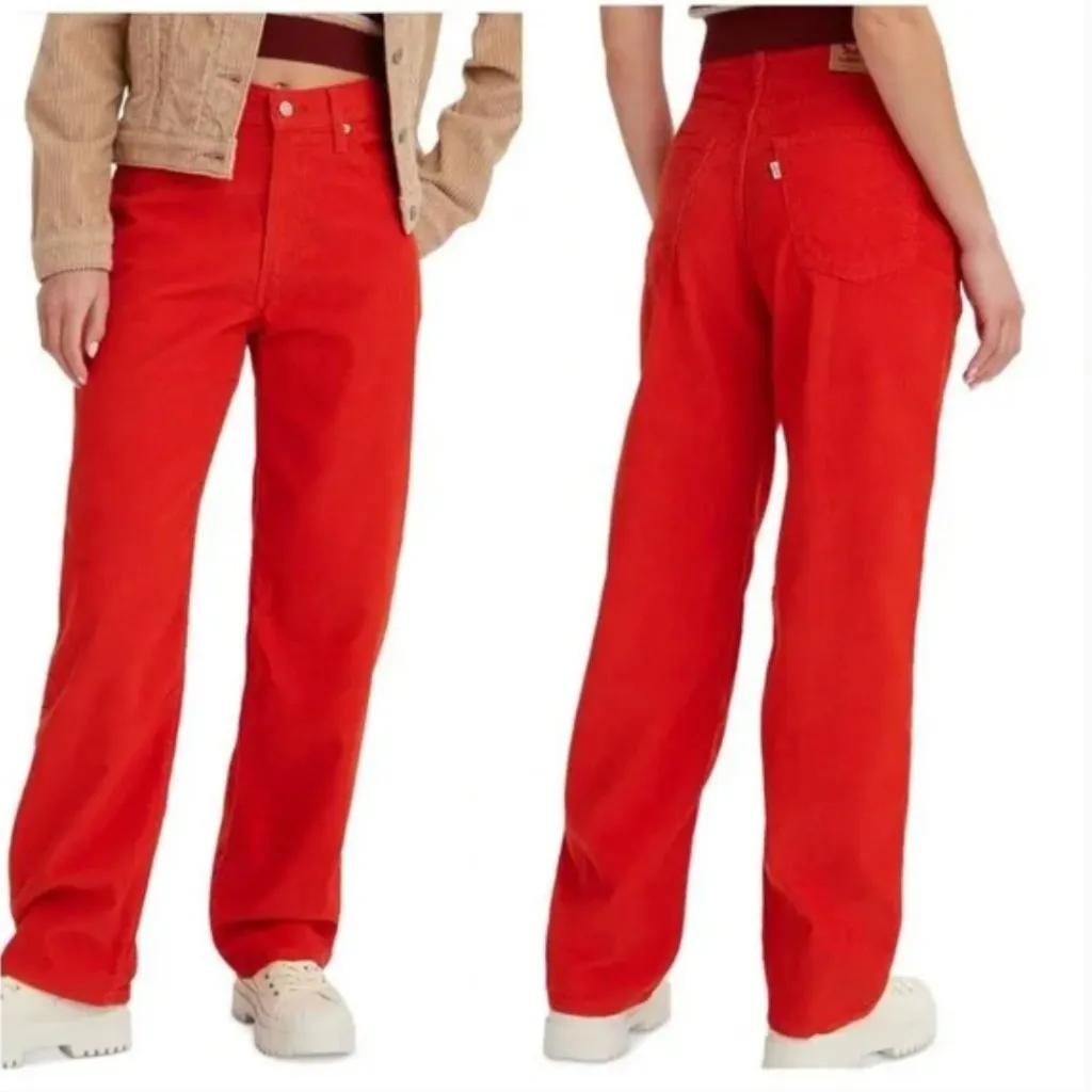 NWT Levi’s  Jeans ‘94 Baggy in Valiant Poppy orange / red Corduroy 25X 31 - Image 2