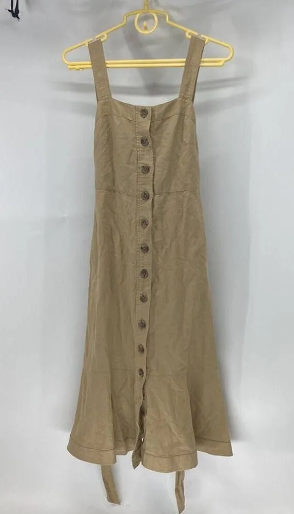 Banana Republic linen midi khaki summer garden dress vacation preppy minimalist - Image 2