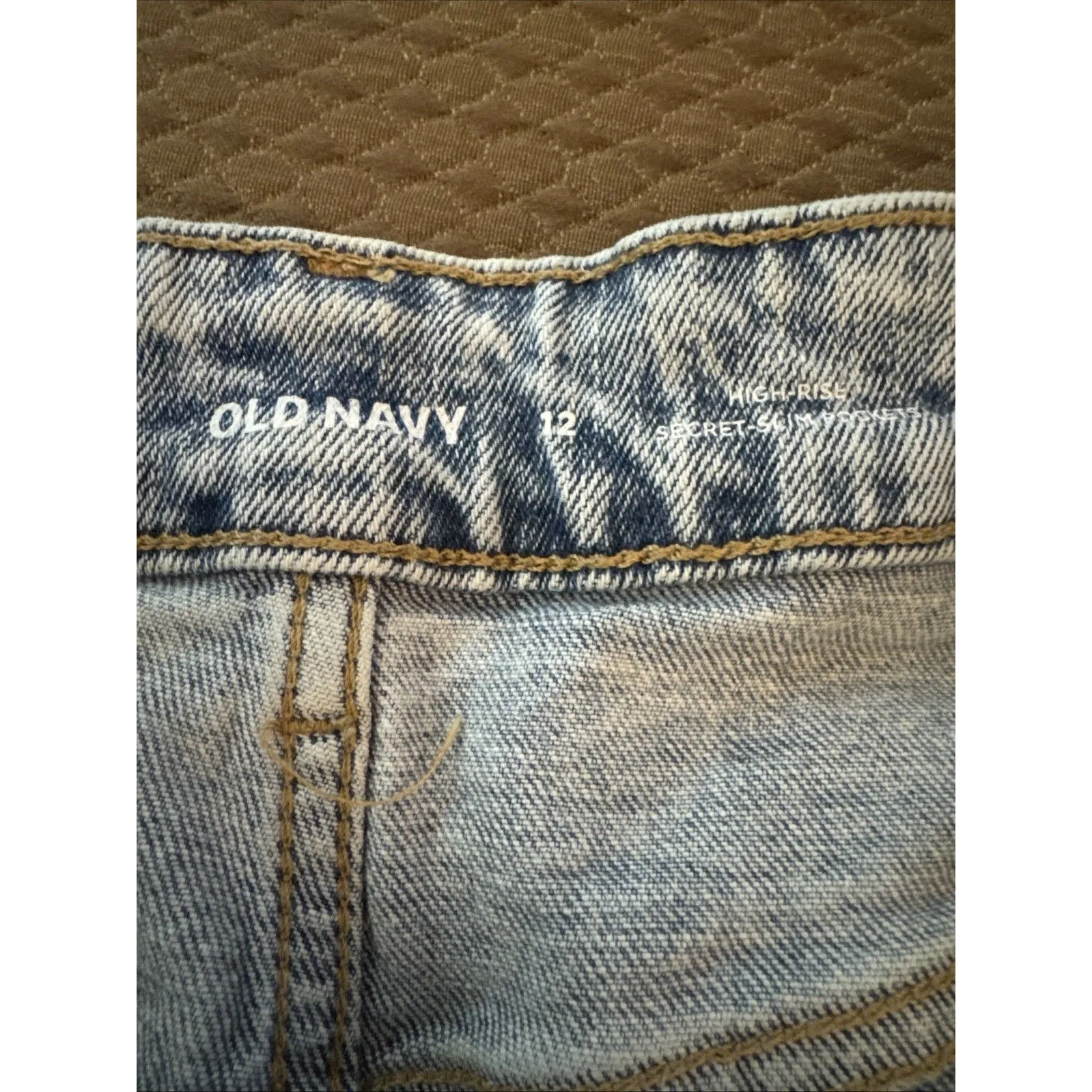 Old Navy High-Waisted Button-Fly Raw-Hem Jean Skirt Size 12 Brand Y2K - Image 3