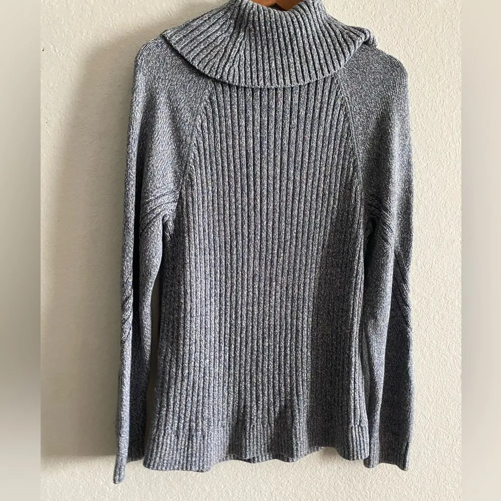 Talbots Women’s Cable Cowlneck Sweater MARL 100% Cotton Size L Large Casual Fall - Image 4