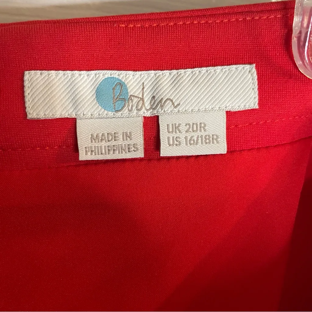 Boden Vibrant Red Pencil Skirt With Zippered Back Size 16/18R plus dressy - Image 4