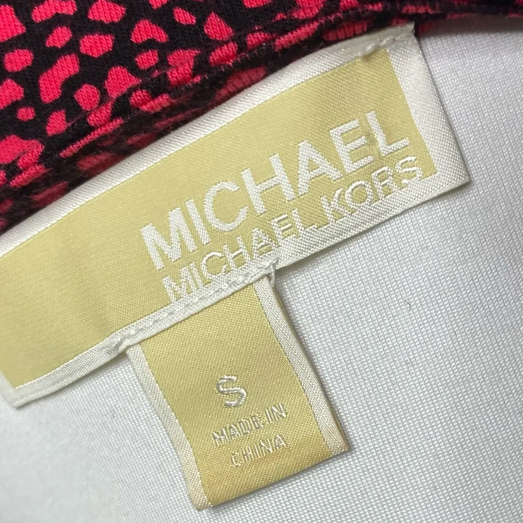 Michael Kors Hot Pink & Black Zipper Detail Studded Logo Top Size Small - Image 9
