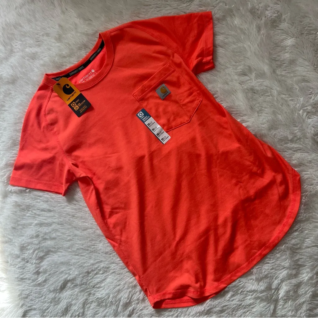 Carhartt Bright Orange Pocket Tee Size XS - Image 2