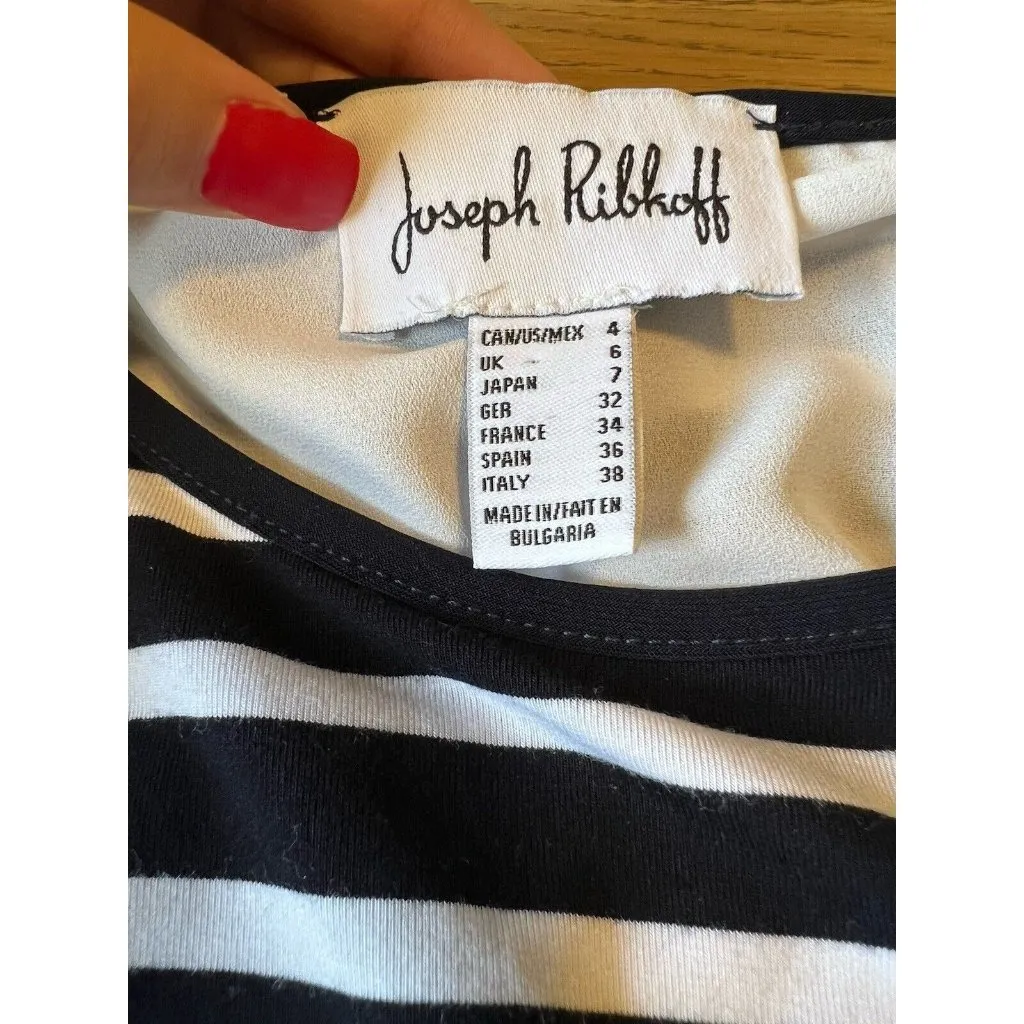 JOSEPH RIBKOFF Size 4 Tunic Blouse Ruffles Sheer Lightweight Career Wedding‎ - Image 7