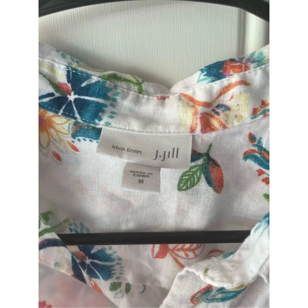 J.Jill  Linen sleeveless button front shirt medium new floral - Image 2
