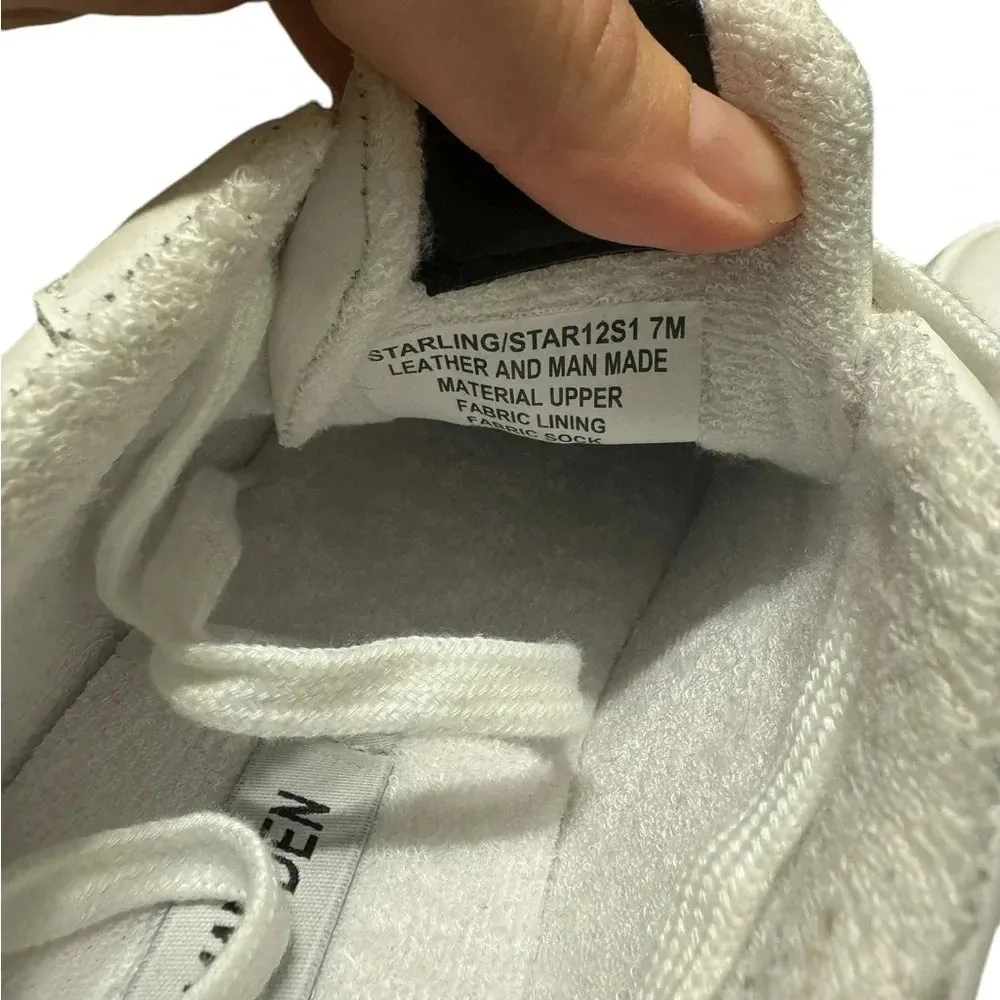 Steve Madden Womens Starling Sneaker 7 White Lace Up Rubber Sole Perforated - Image 3