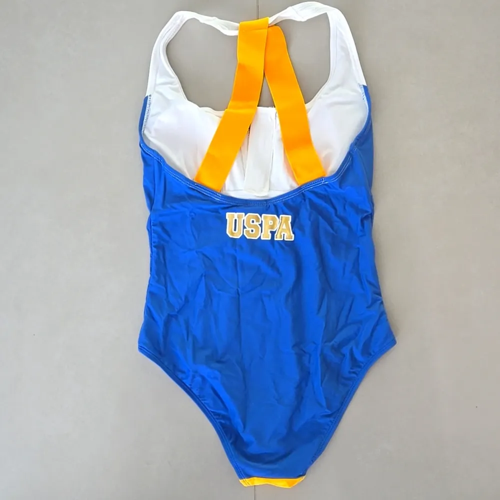 U.S. Polo Assn. Women's Watermill Racer Back One Piece Swimsuit Blue - Image 5