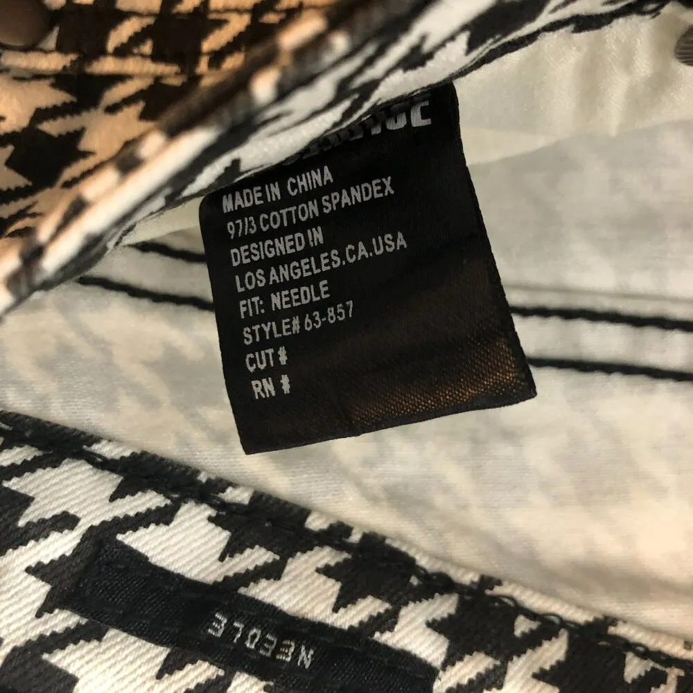 Lip Service Womens Houndstooth Needle Skinny Jeans Zipper Ankle Black White 27 - Image 6