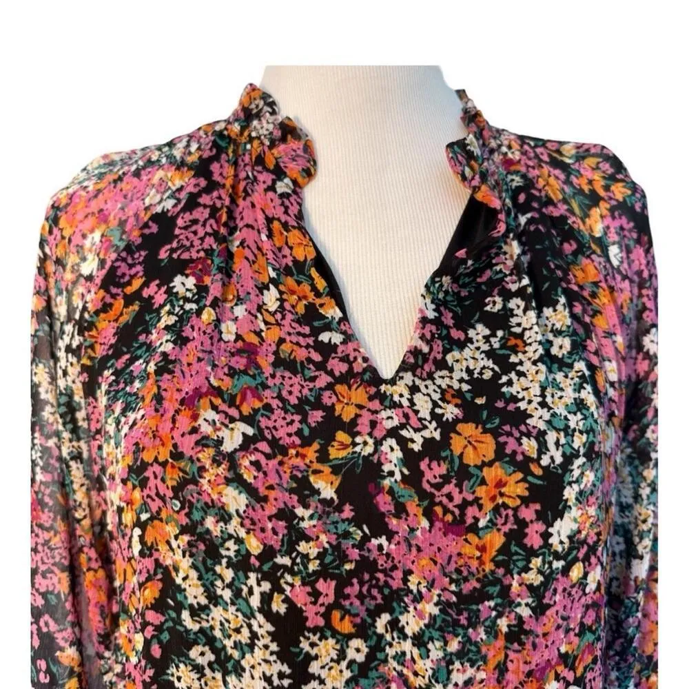 Vince Camuto floral bohemian Three Tier Mini Dress MEDIUM BLACK/Multi womens - Image 5