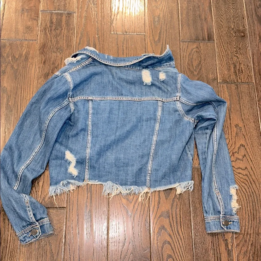 Cello Blue Denim boho Jacket distressed size medium - Image 9