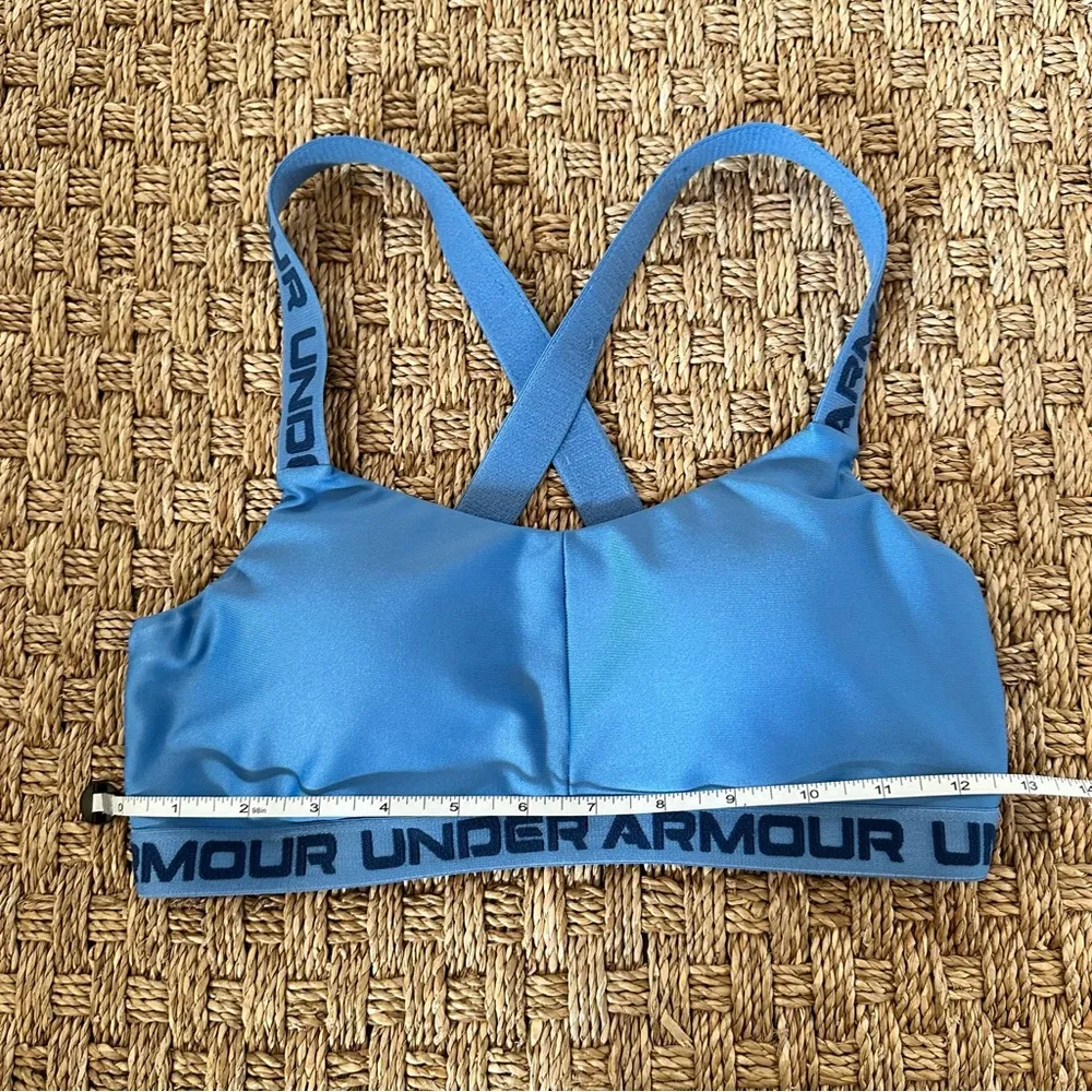 Women’s small blue under armour sports bra cross back straps, removable pads - Image 6