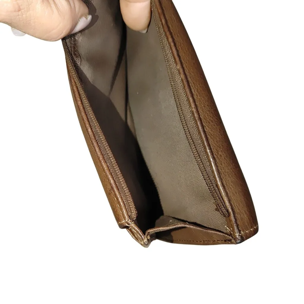 Fossil Brown Leather Wallet Clutch Multiple Slots Snap Zip Closures Organizer - Image 6