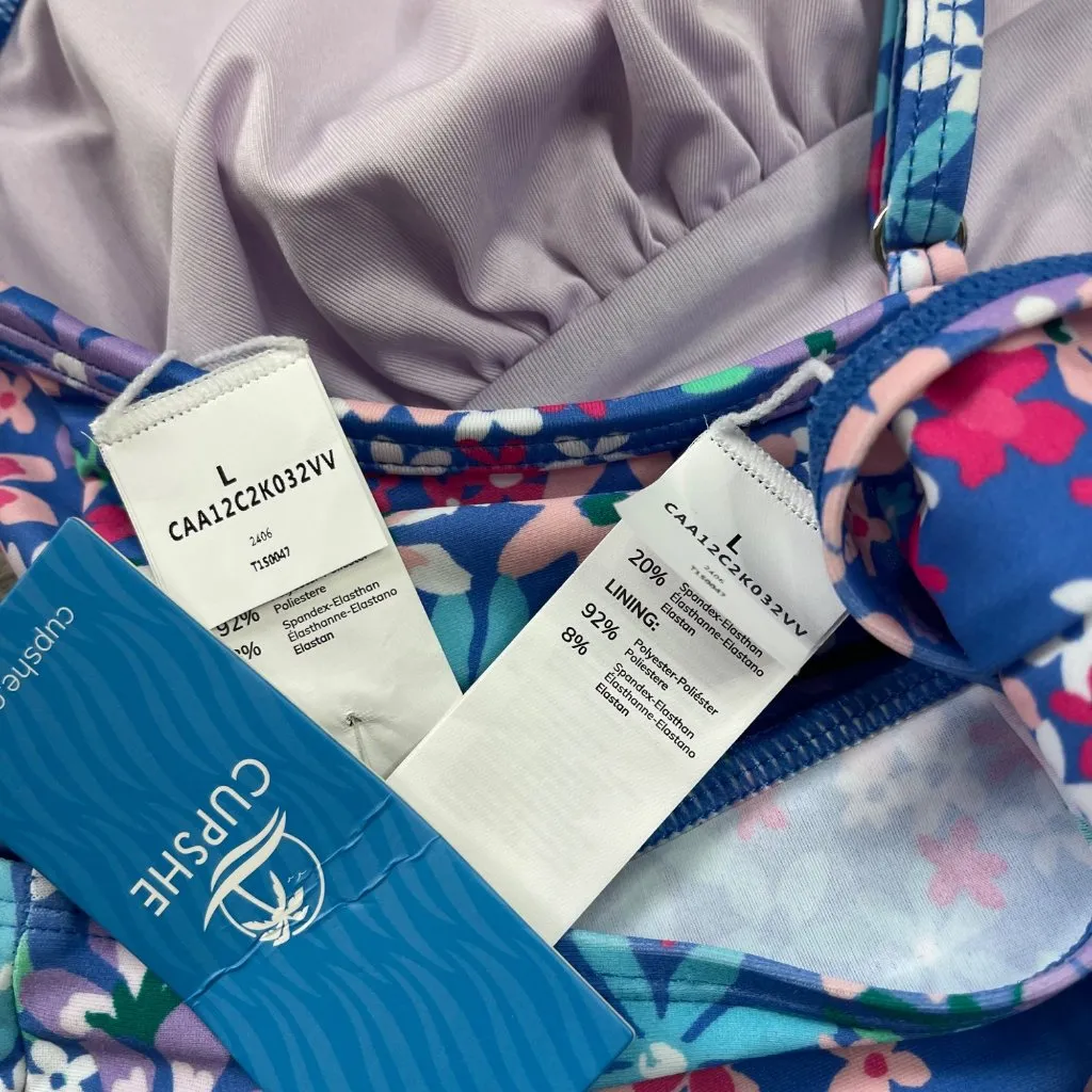 Cupshe Sundry Daisy Ruffled Bralette & High Waist Bikini Set Women's Size Large‎ - Image 9