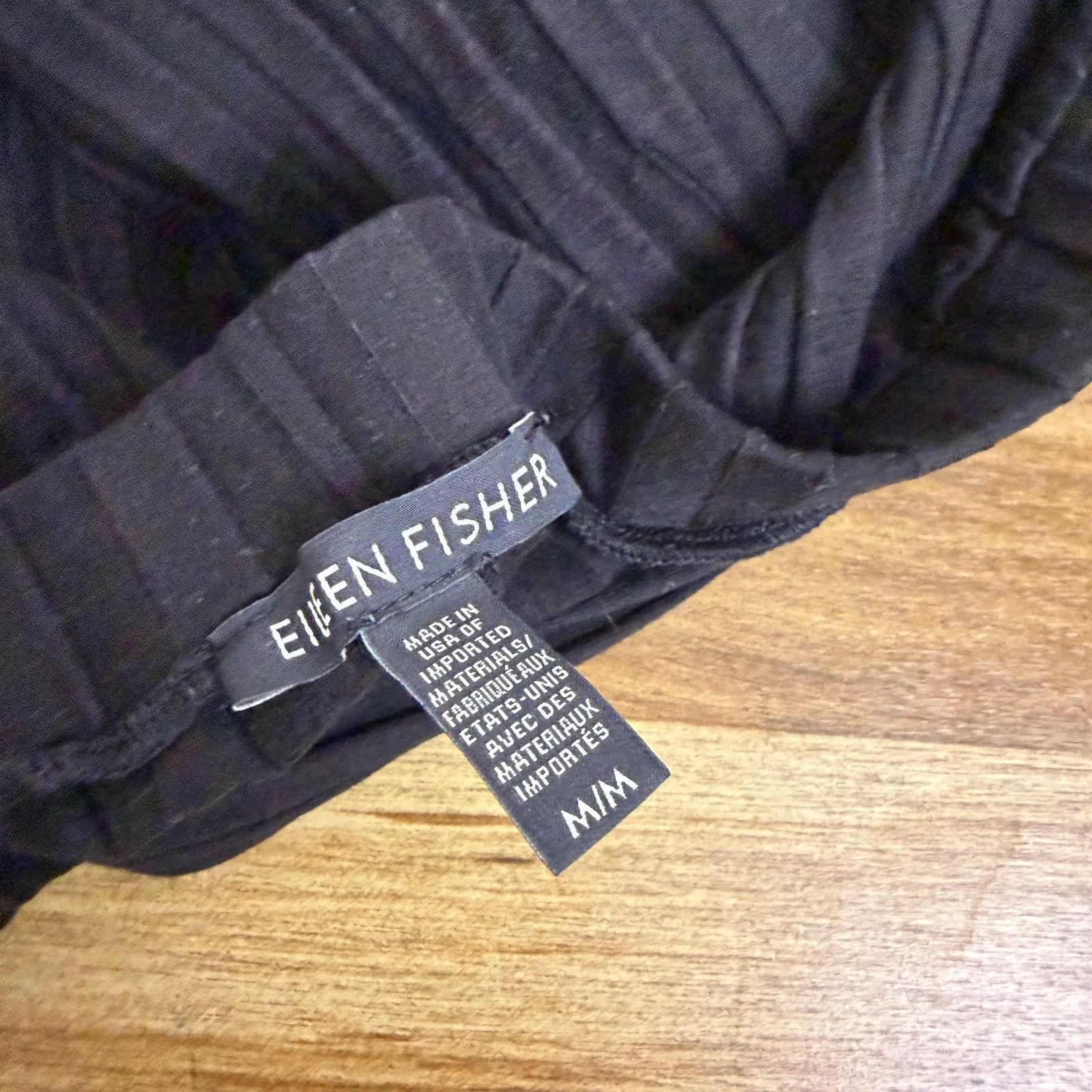 Eileen Fisher Ribbed Knit Pants Womens Medium Black Pull On Flare 27 EUC - Image 9