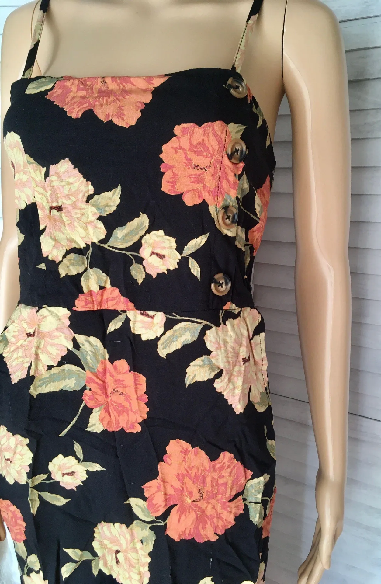 Black Floral Dress, Small - Image 2