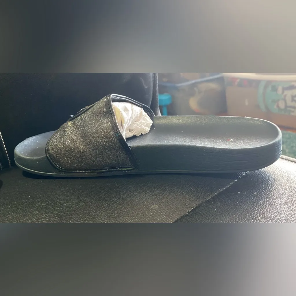 Tommy Hilfiger Women’s Danaa Sport Black Glittery Slides Size 9M - Image 9