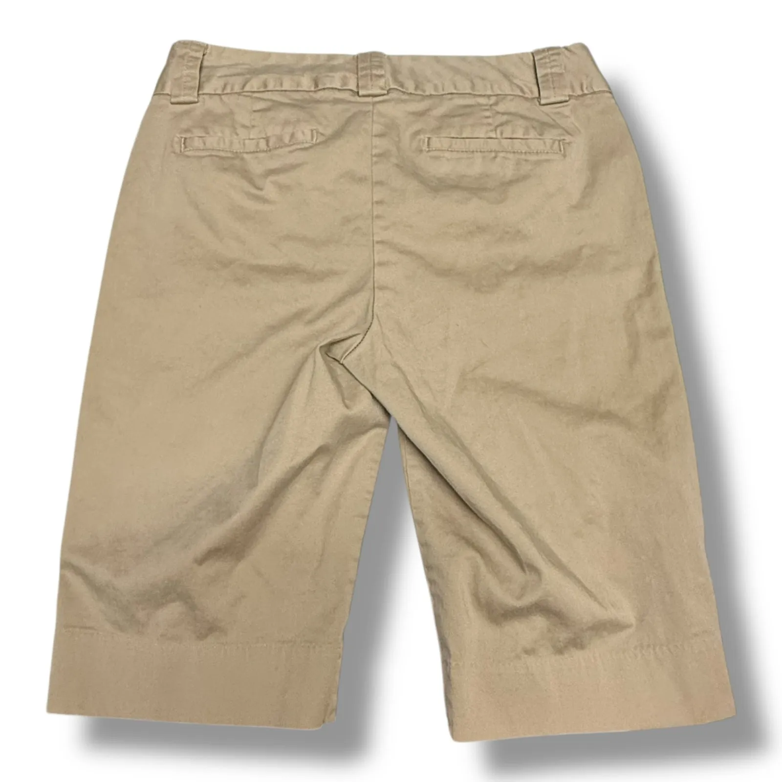 A.N.A. Khaki Flat Front Shorts -‎ Size 6 Modest Long Length Flat Front Stretch - Image 2