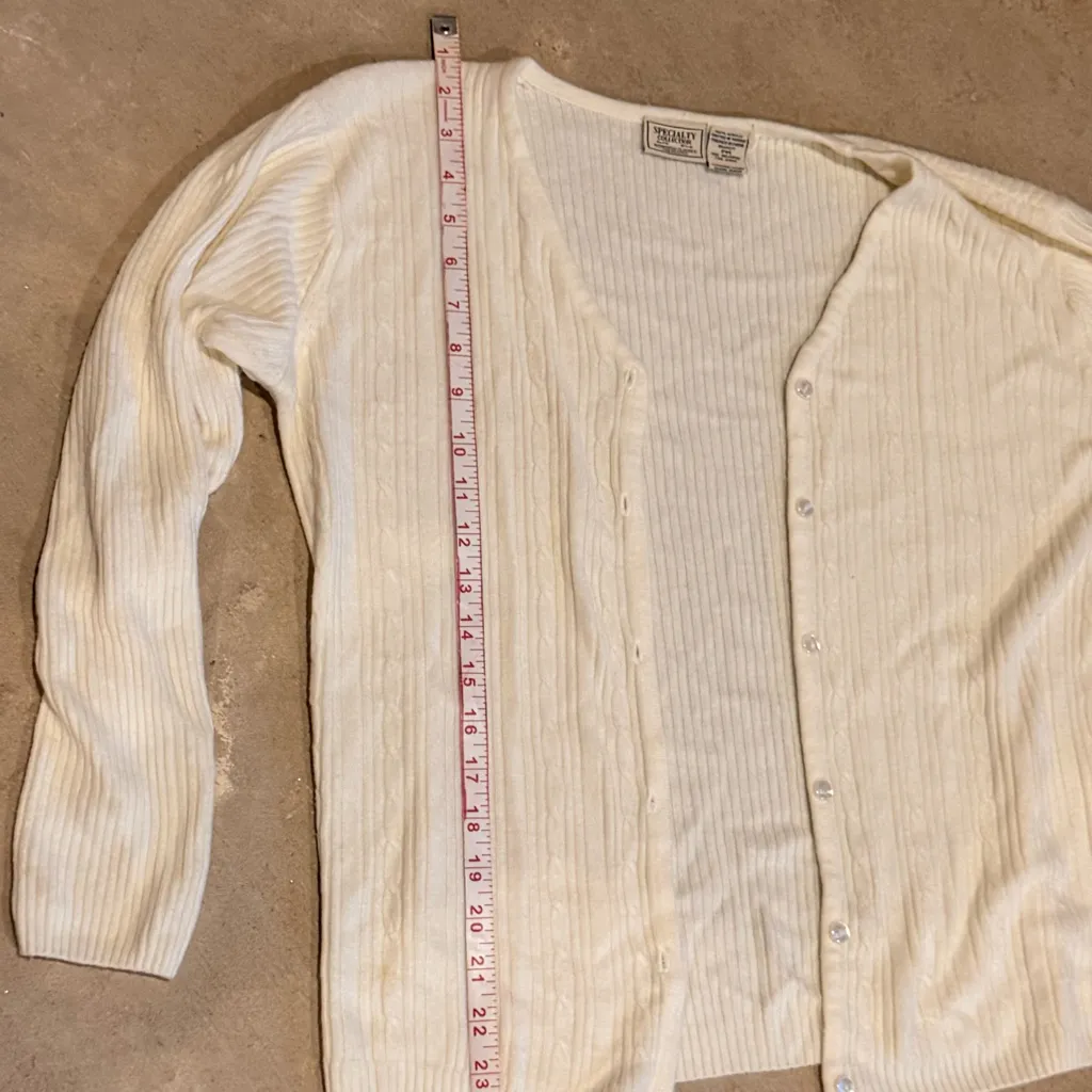 Source Unknown  Ivory Cable Knit Cardigan - Image 13