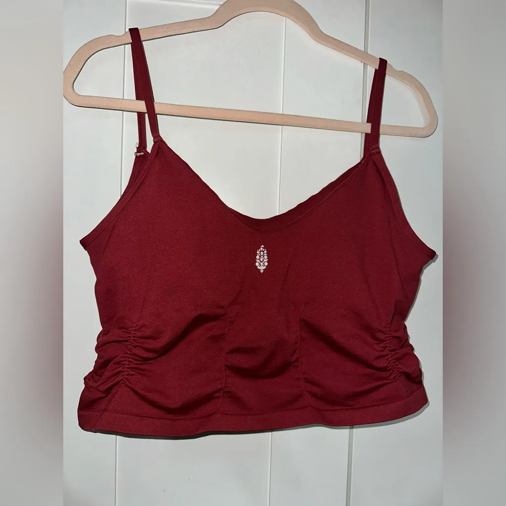 NWOT Free People Good Karma Ruched Crop Tank - Sour Cherry - Image 6
