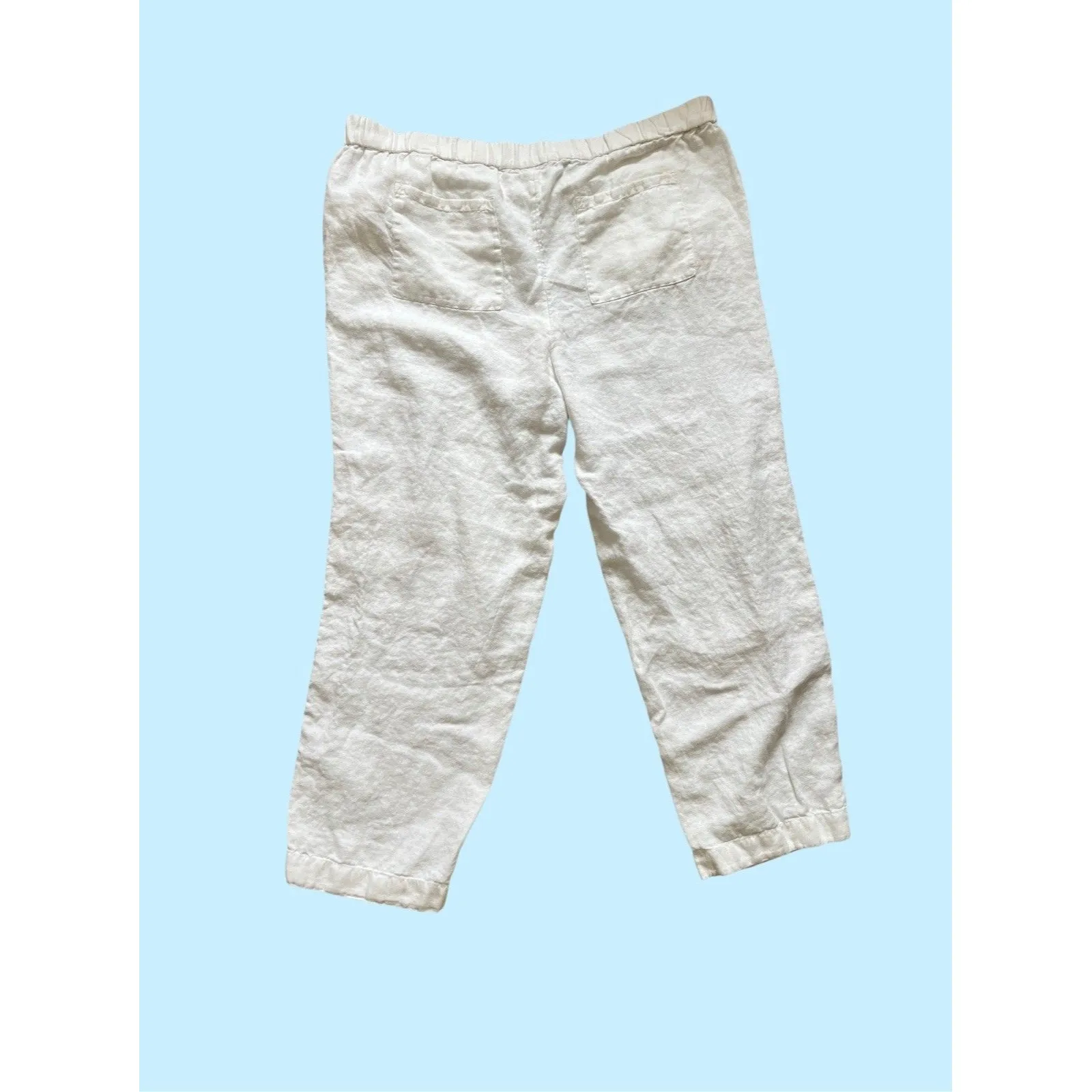Chicos 100%  Linen Pullon Pants Size 16/XL White Pockets Straight Leg - Image 4