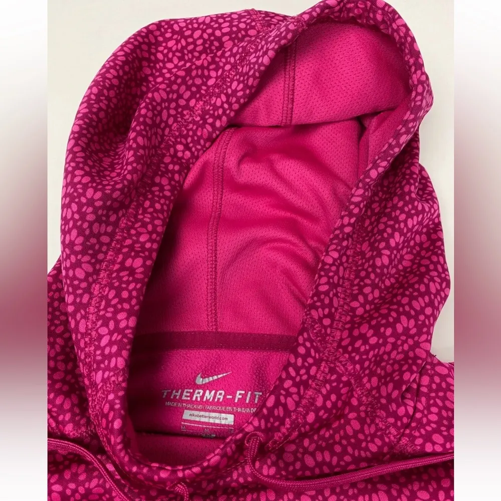 Nike Pink Therma-Fit Hoodie Polka Dot Look Size M - Image 4