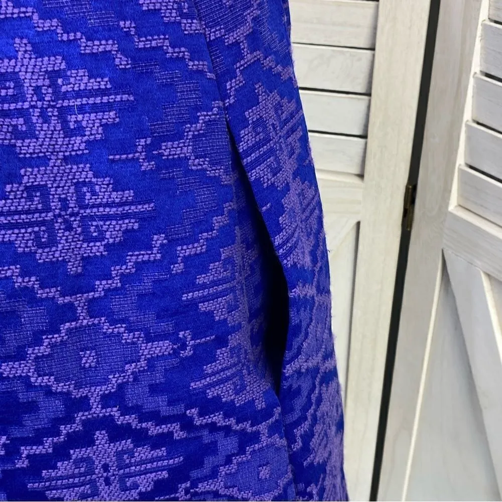 Maeve Anthropologie‎ Averie Jacquard Skater Dress Blue 2 Embroidered Aztec - Image 9