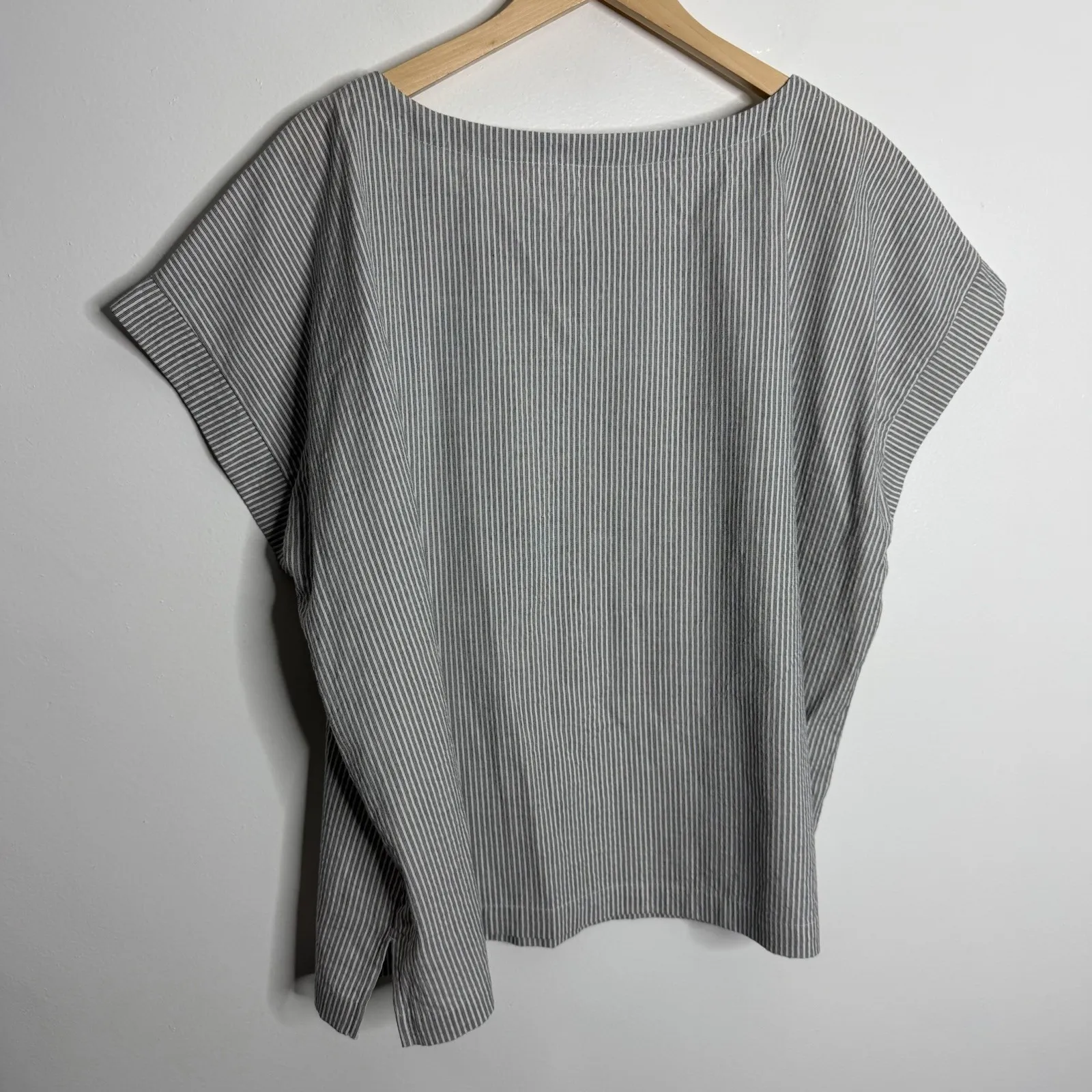 Eileen Fisher Boxy Fit‎ Top Organic Cotton Striped Size X-Large - Image 2