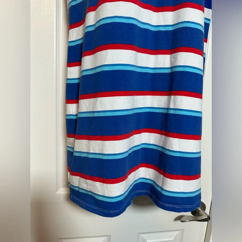 Vintage Tommy Hilfiger Sport White Scoop Neck Striped Cotton Blend Classic Dress - Image 5