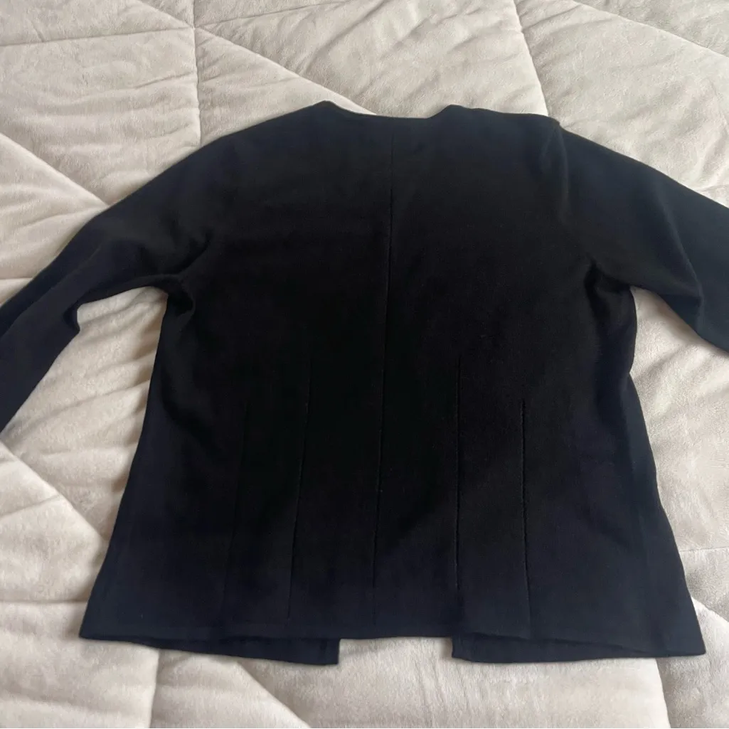 Vintage 90s Medium Cashmere Solid Black Cardigan Sweater Classic Capsule - Image 11