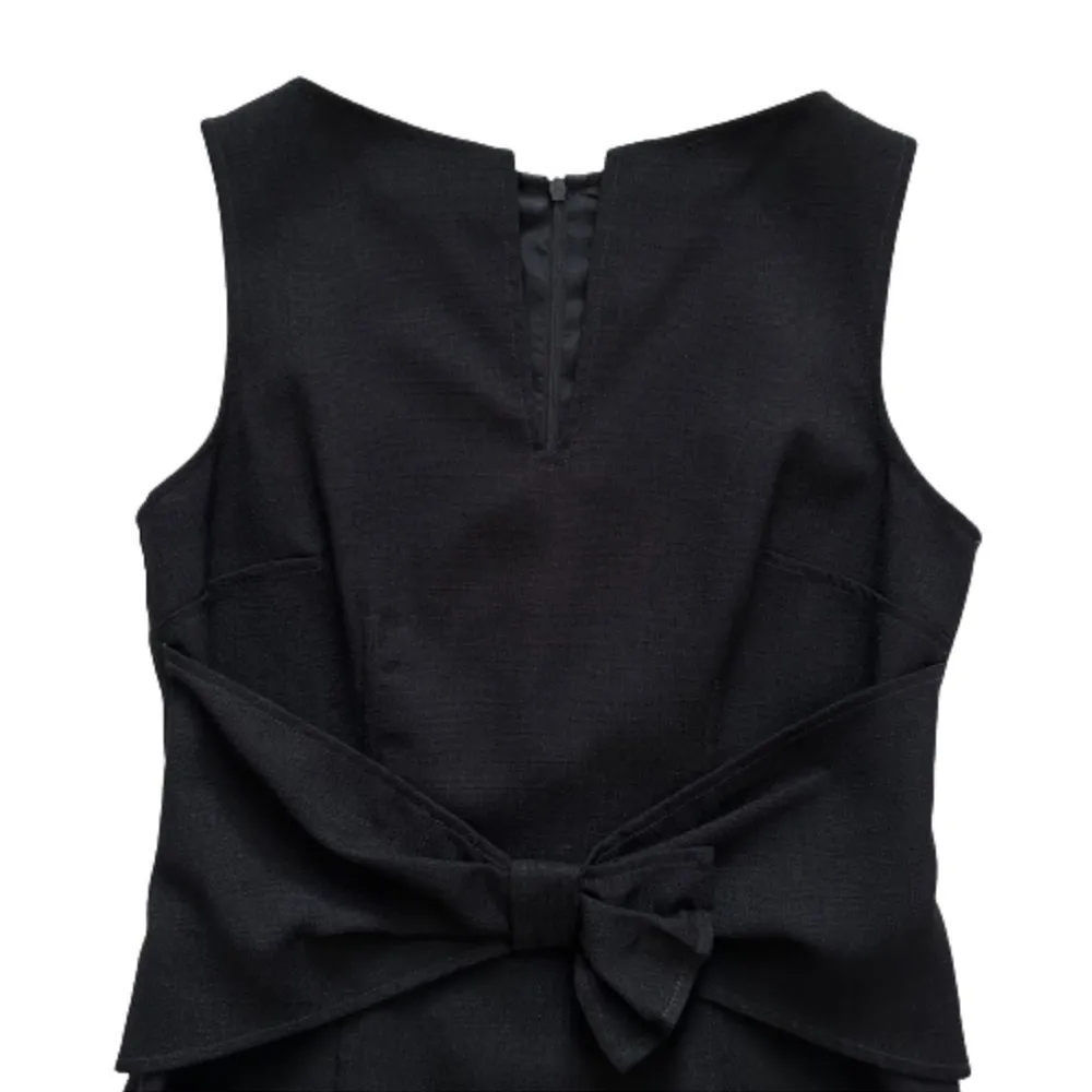 David Meister Dress Black Sleeveless Bow Waist Sheath Cocktail Dress Size 4 - Image 8