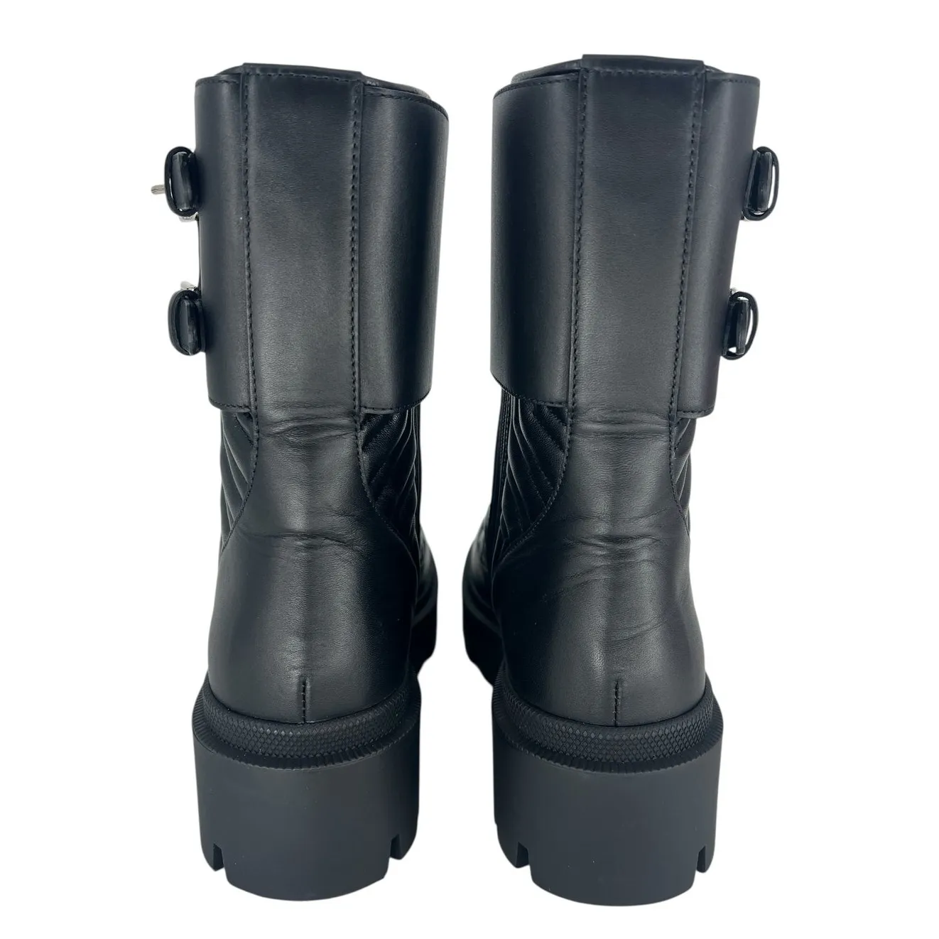 Gucci Frances Quilted Leather Combat Boots in Black - Image 13