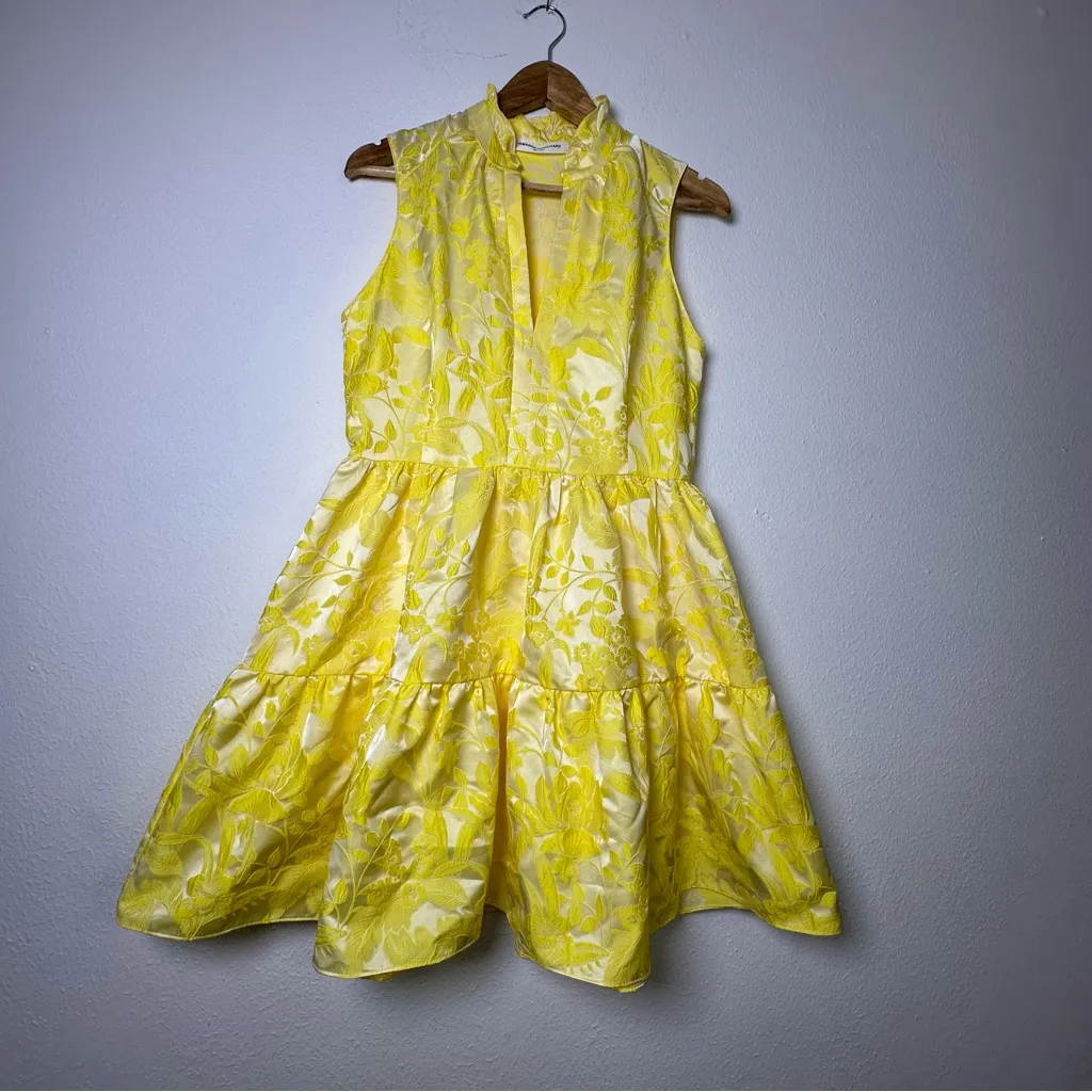 Amanda Uprichard Sleeveless Saffron Dress in Portofino Brocade - Image 3