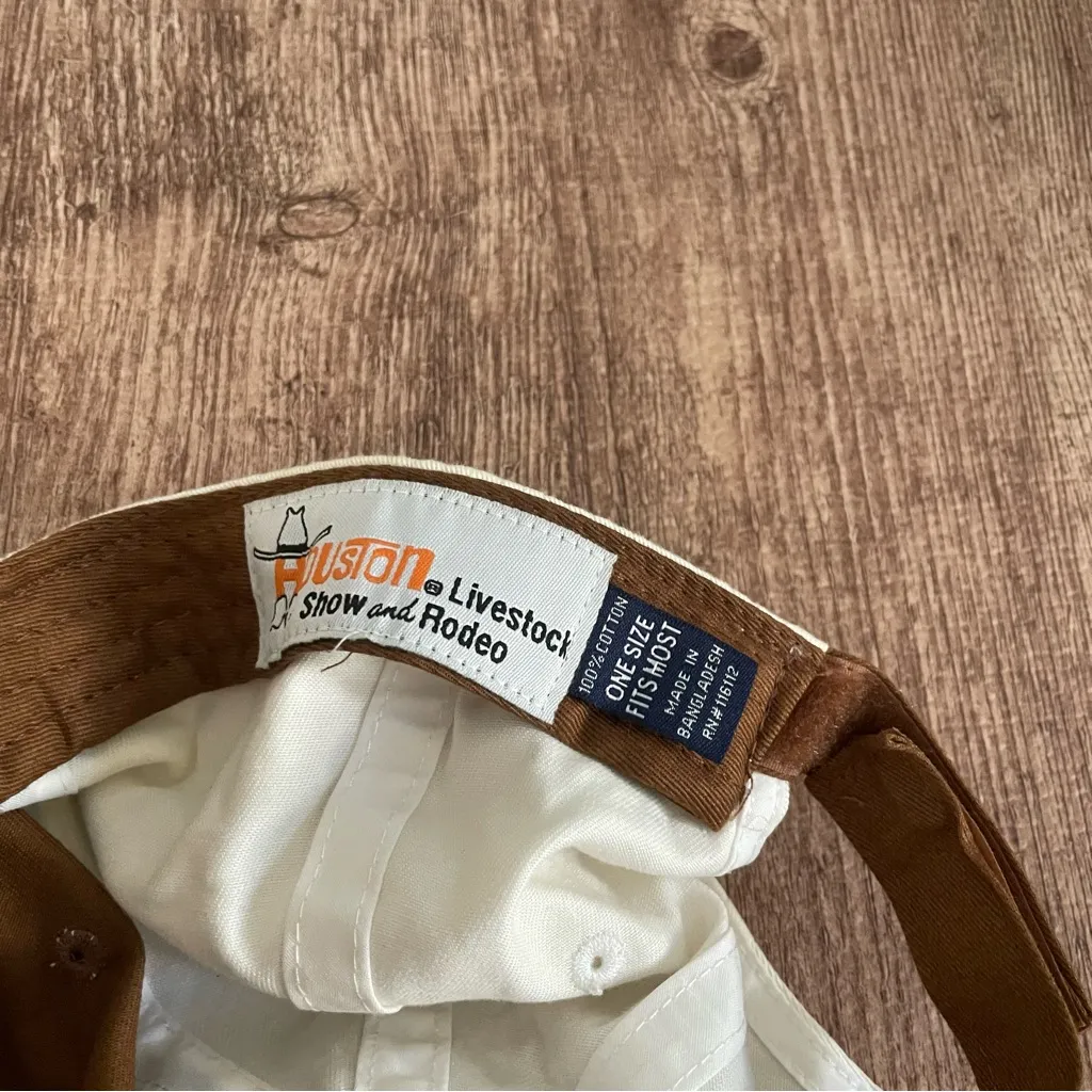 Houston Livestock Show and Rodeo Baseball Cap Strapback Hat OSFM Brown Cowboy White - Image 3