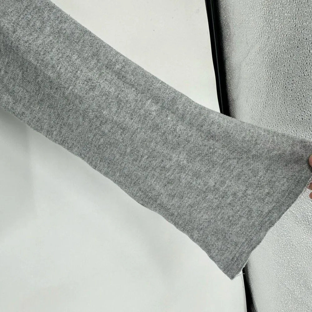 Livy Lu Women's Knit Long Sleeve Pullover Cropped Sweatshirt Gray Size Large - Image 5