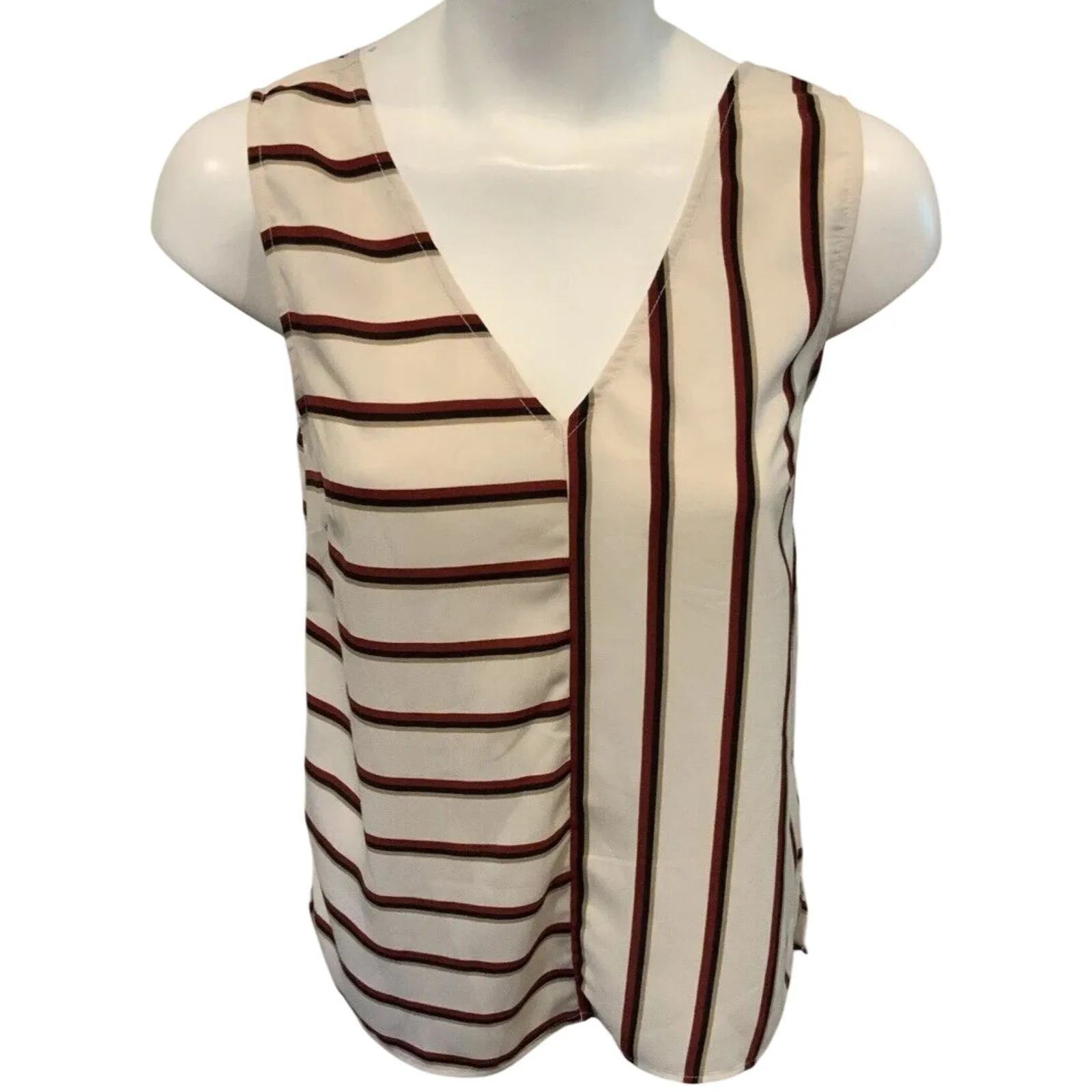Sunday in Brooklyn Striped Sleeveless‎ Blouse Top XS Evereve NWT Ivory Red Black - Image 4