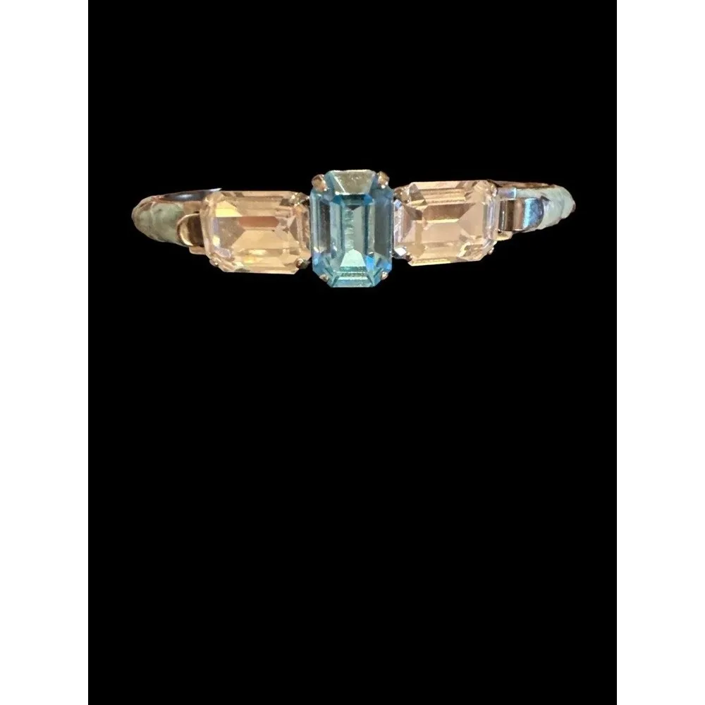 VTG manelli florence bracelet silver Plated Snakeskin blue color 3 Crystal’s - Image 2