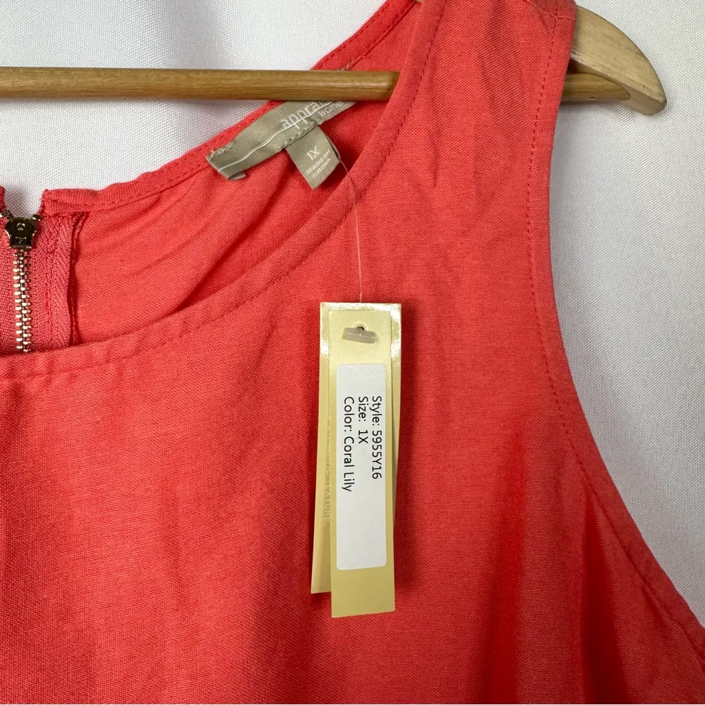 Boutique Appraisal Clothing Coral Lily Linen Sleeveless Top 1X - Image 4