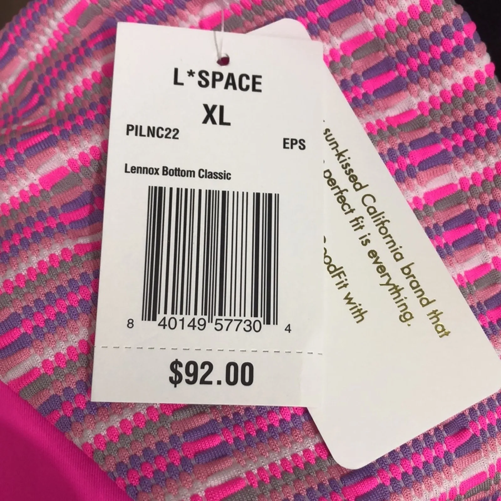 L*Space Bikini Swimsuit Brittany Top Lennox Bottom Electric Pink Stripe XL NWT - Image 9