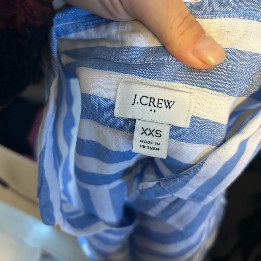 J.Crew Baby Blue Striped Linen Popover Tunic Top - Image 5