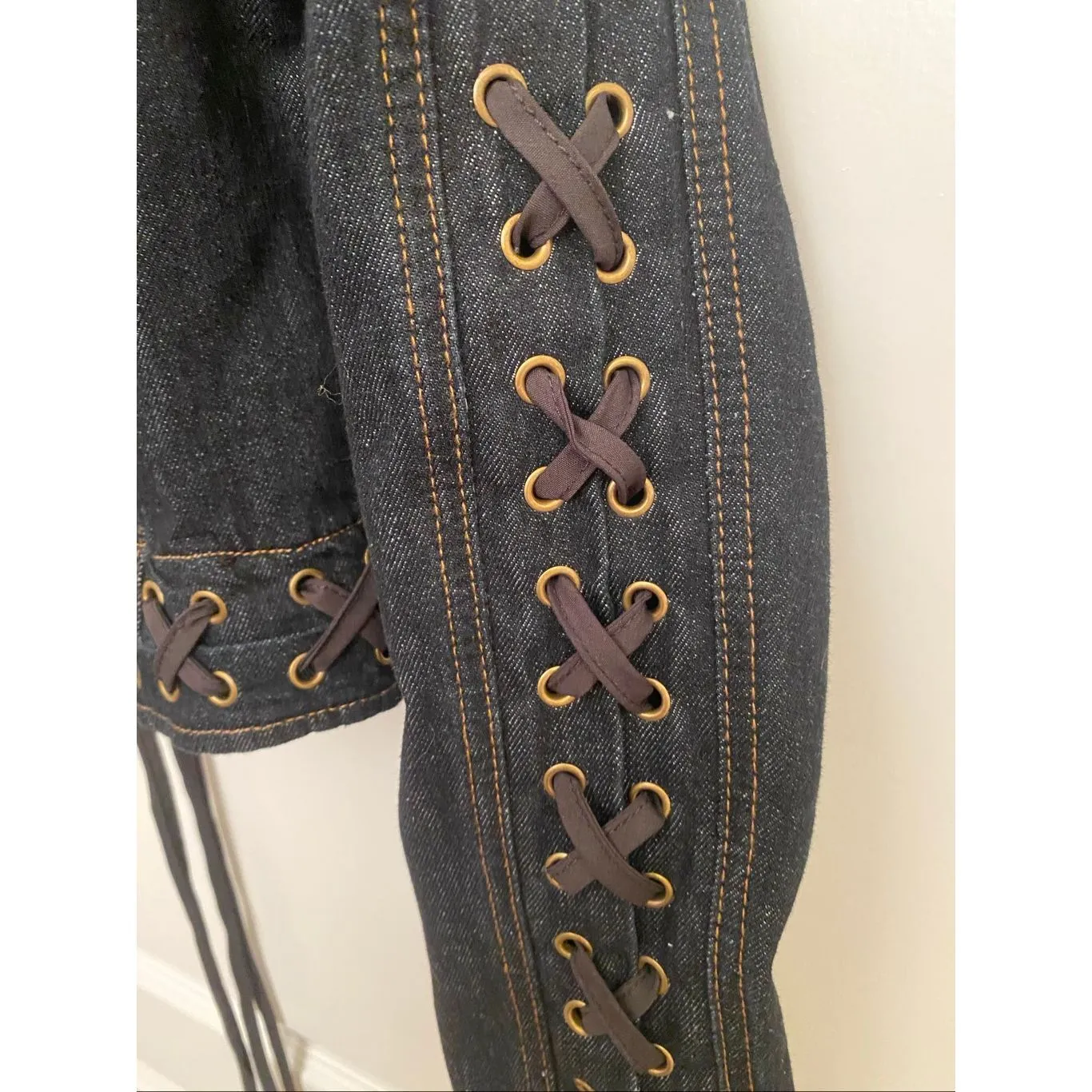 Lioness Berlin Denim Cropped Full Zip Jacket Sz M - Image 8