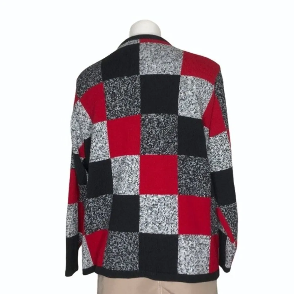 DRESSBARN Woman Zip Sweater Jacket Red Black White Plus Size14/16 - Image 2