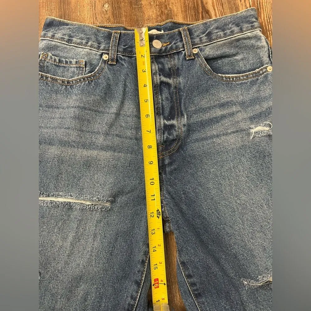 Forever21 Premium Distressed Mom Denim Blue Jeans Button Fly Size 29 - Image 7