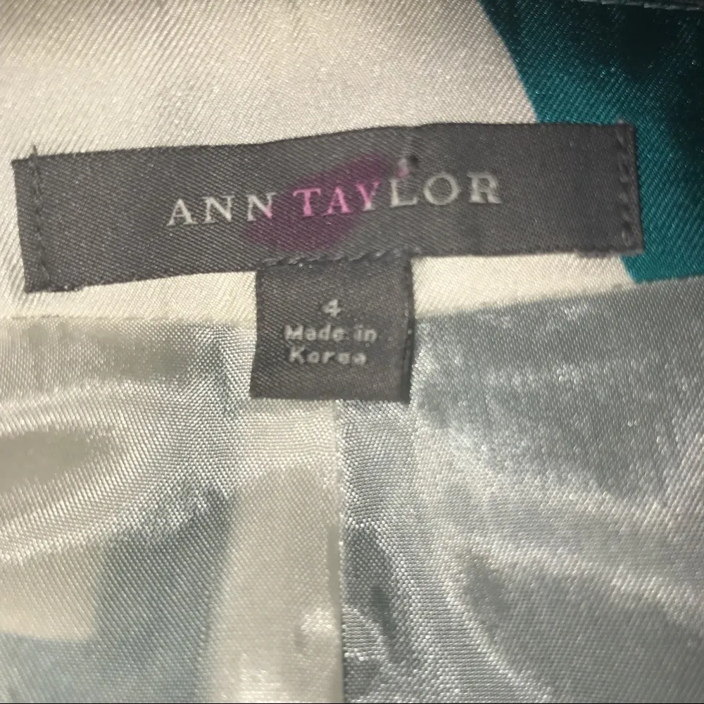 Ann Taylor Skirt SILK Patterned Teal & White Sz 4 Swing Skirt SEE DSX - Image 4