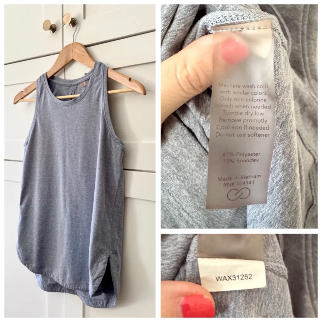 CALIA Sleeveless Heathered Grey Blue Active Top, Keyhole Back sz. S Gray - Image 7
