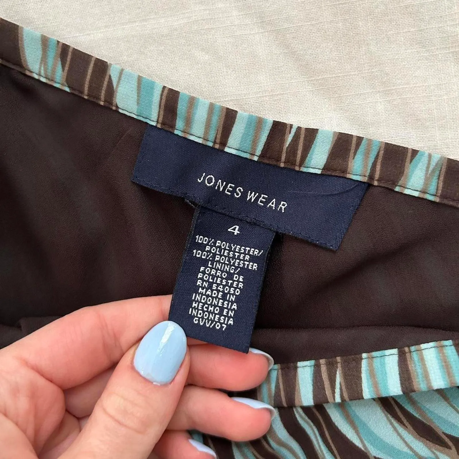 Y2K Blue and brown swirl print flirty midi skirt Size 4 - Image 2