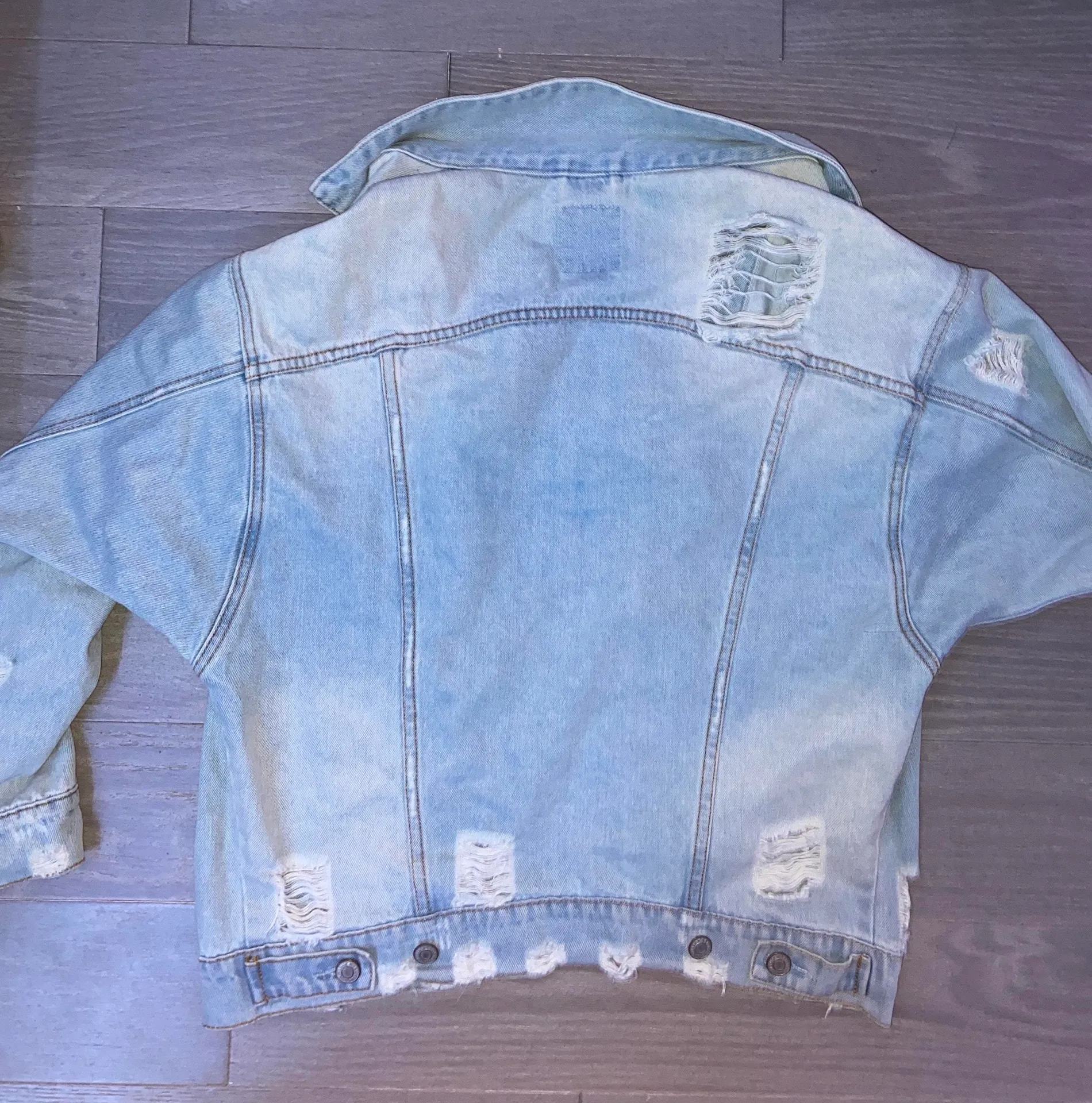 Oversized Distressed Denim Jacket - Image 4