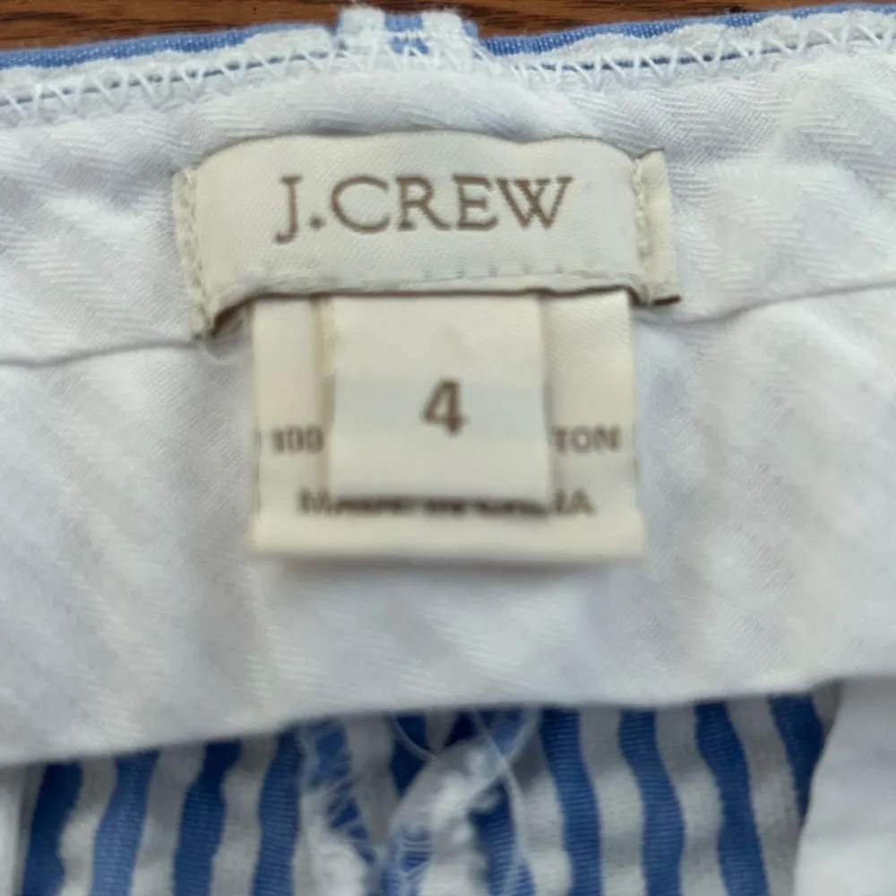 J Crew Seersucker Capri Pants Blue White Size 4 - Image 5