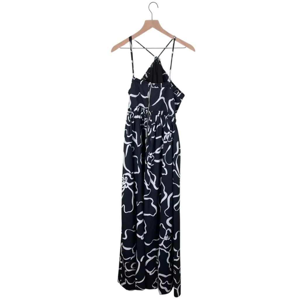 Runaway The Label Maxi Dress Size Large US 8 Black White Floral Key Hole Cutout - Image 15